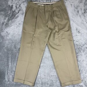 Dockers Beige Textured Microfiber Relaxed Fit Pleated Pants Mens Size 34x29